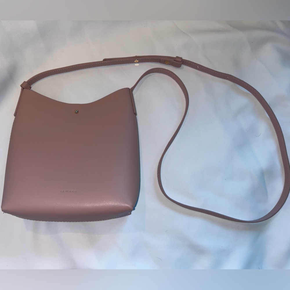 Pink shoulder bag from Samara, 8" W x 10" H x 3.5" D